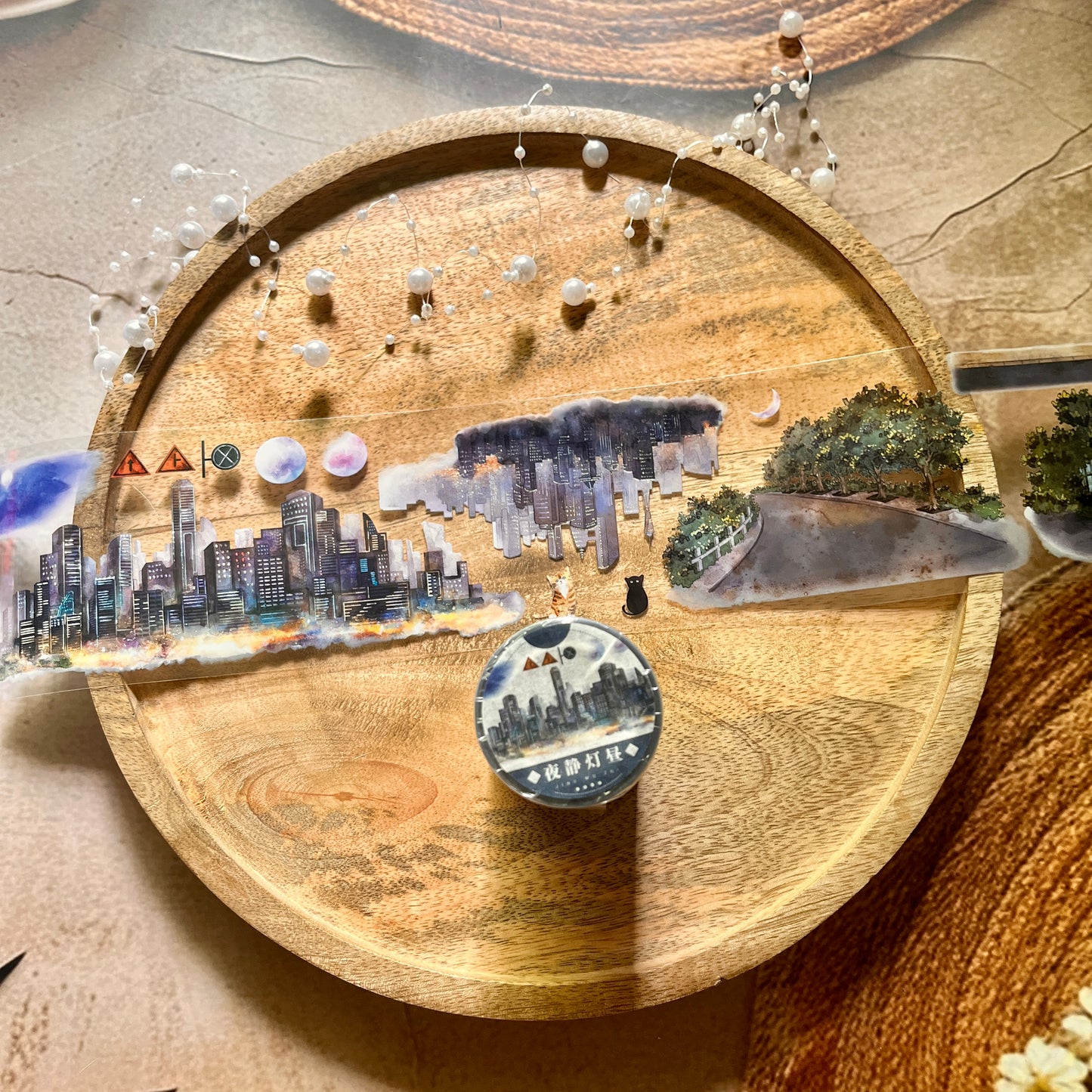 In the Quiet Night Light City Pet Tape for Journaling