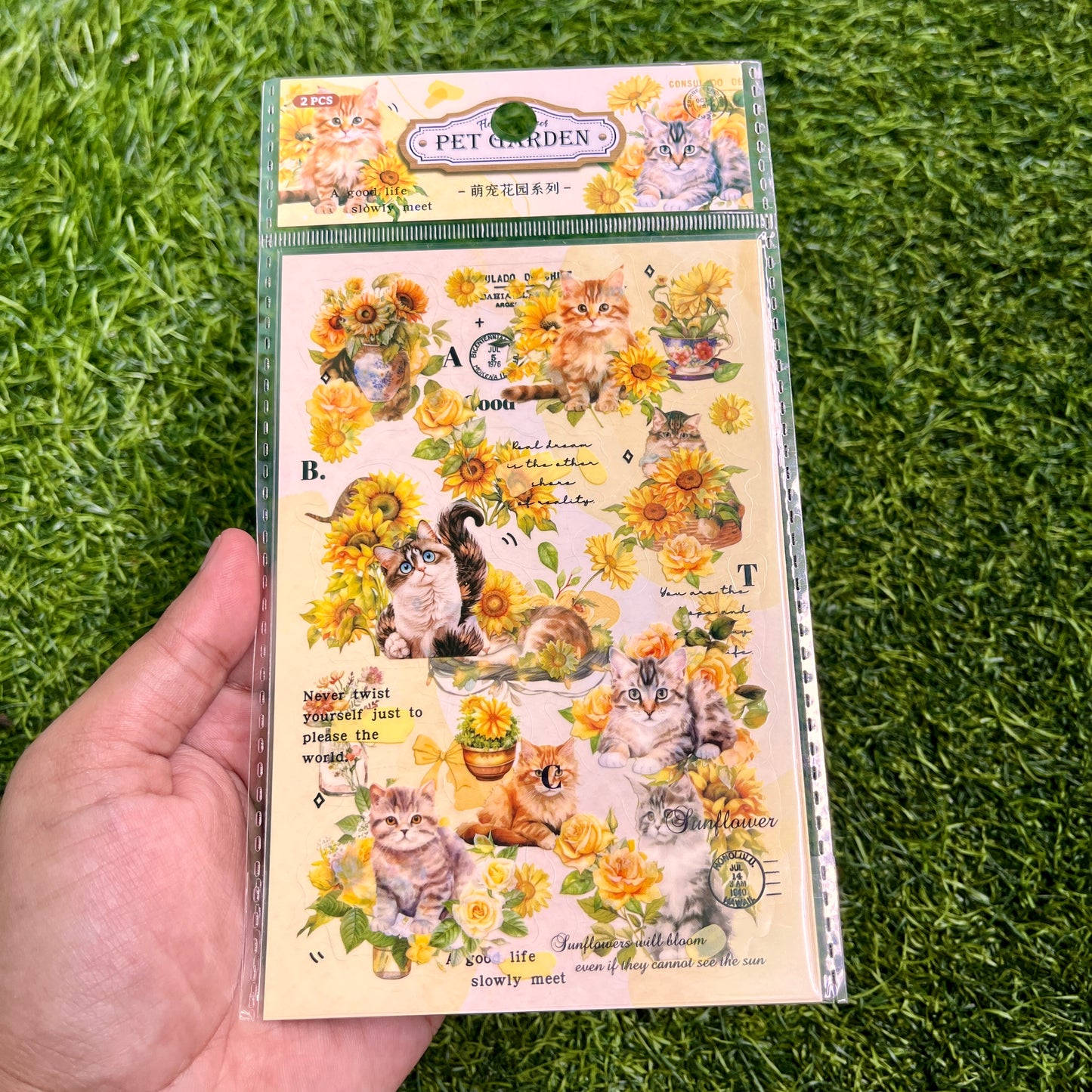 2pieces/pack Cute Pet Garden Series Retro PET Sticker pack