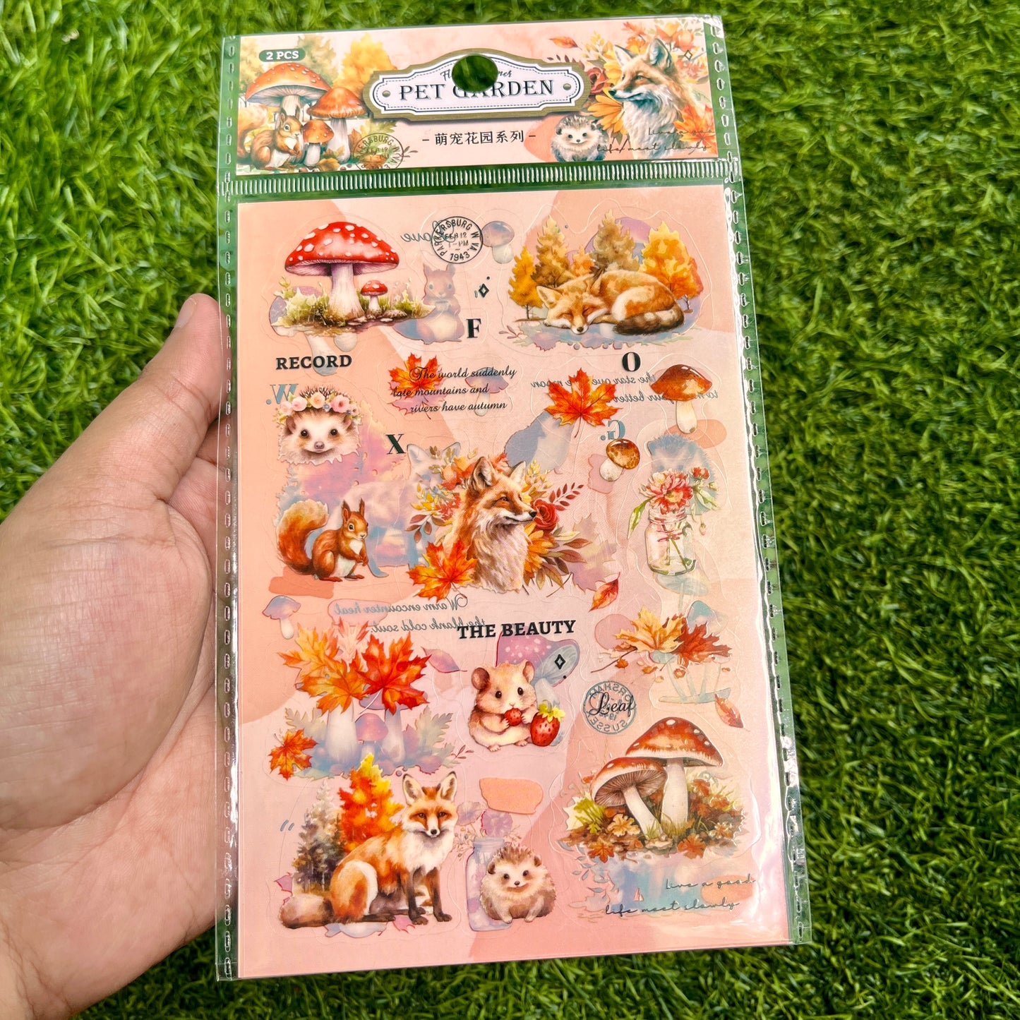 2pieces/pack Cute Pet Garden Series Retro PET Sticker pack