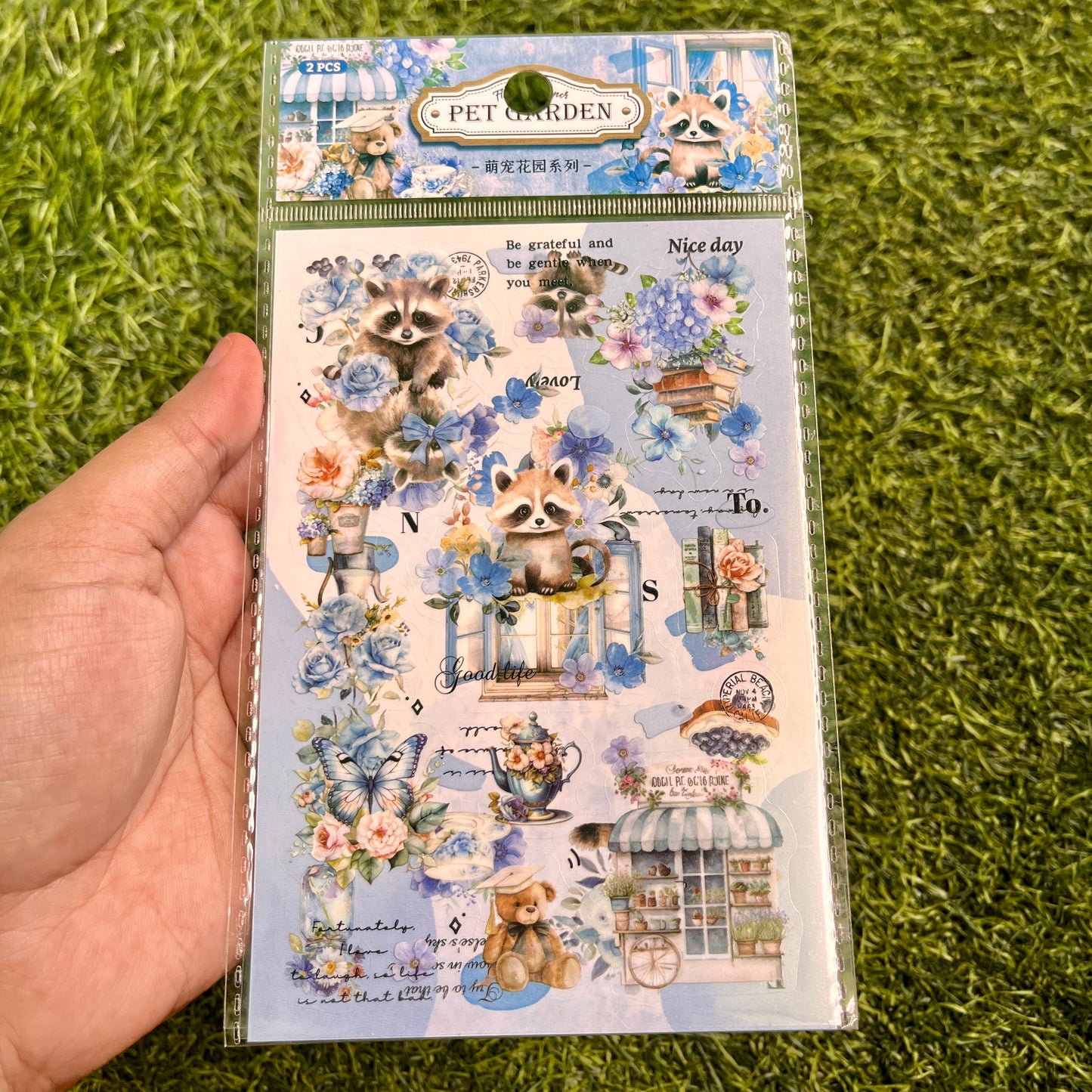2pieces/pack Cute Pet Garden Series Retro PET Sticker pack