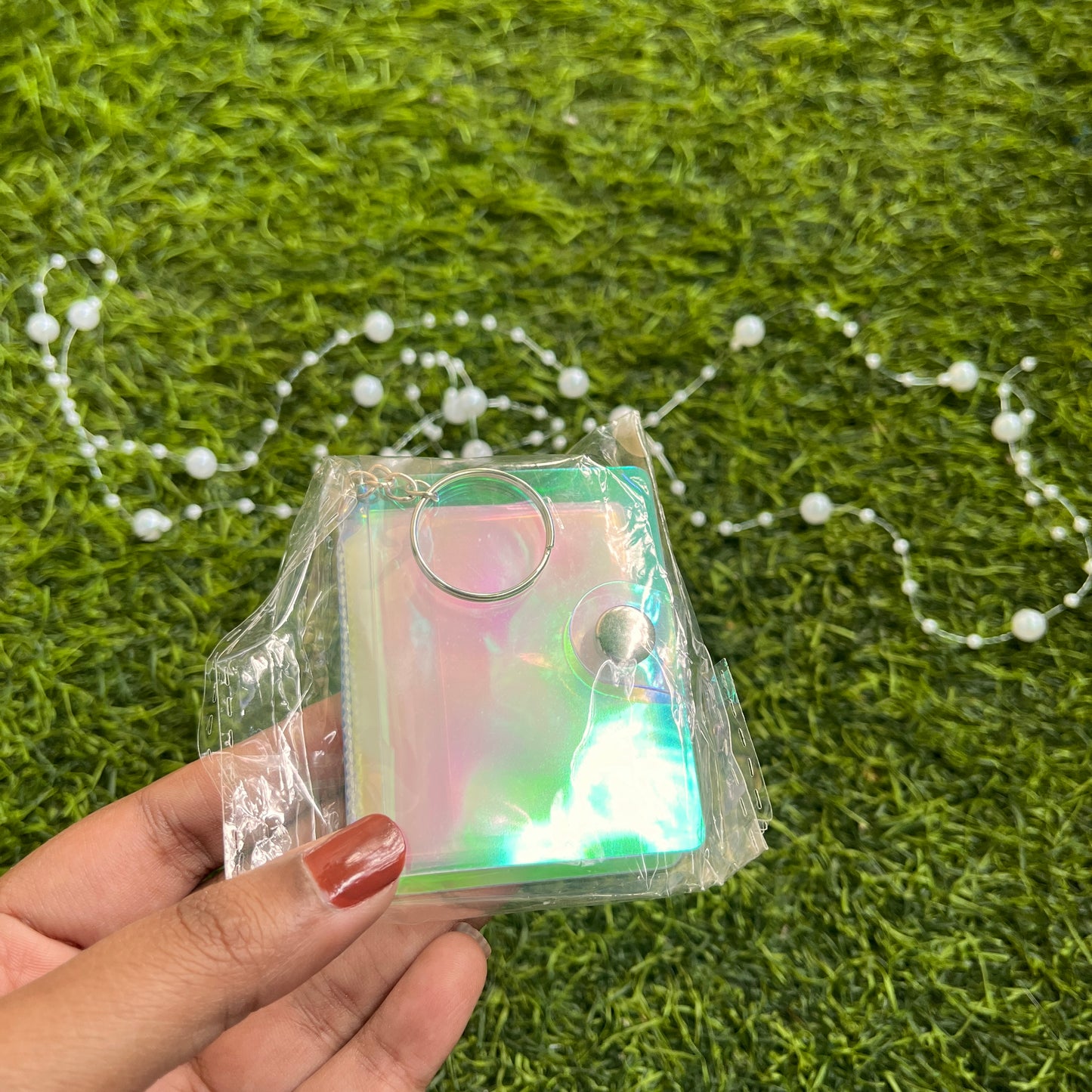 2 Inch Holographic Laser Cute Mini Key Chain Photo Album with Snap Button