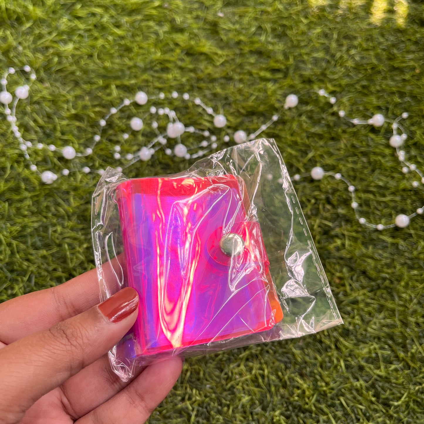 2 Inch Holographic Laser Cute Mini Key Chain Photo Album with Snap Button