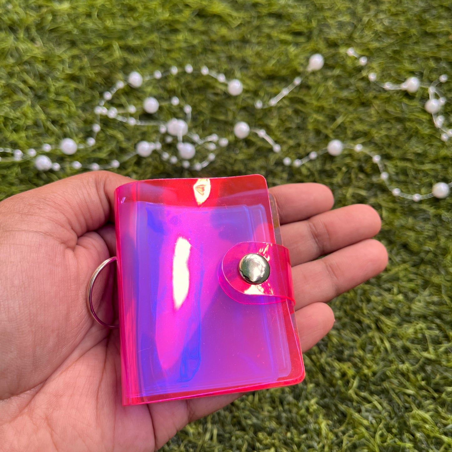 2 Inch Holographic Laser Cute Mini Key Chain Photo Album with Snap Button