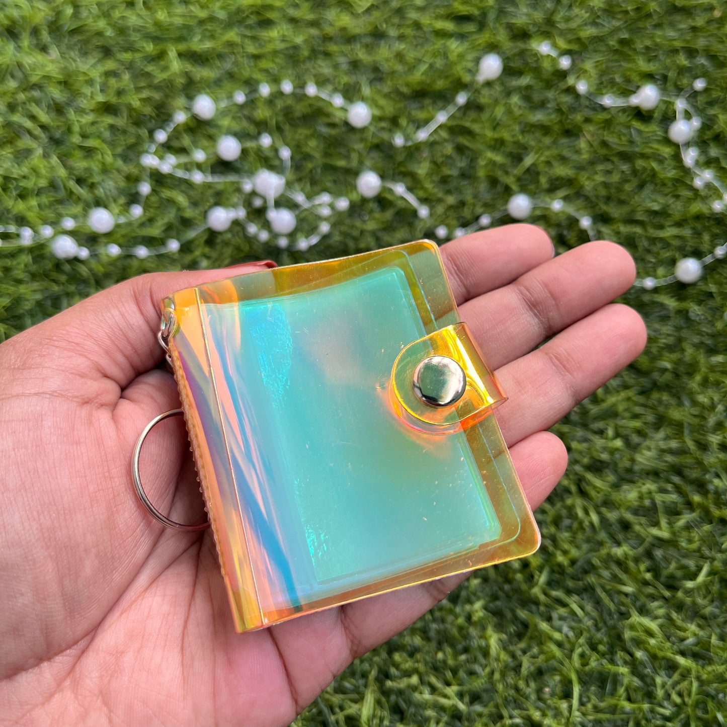 2 Inch Holographic Laser Cute Mini Key Chain Photo Album with Snap Button