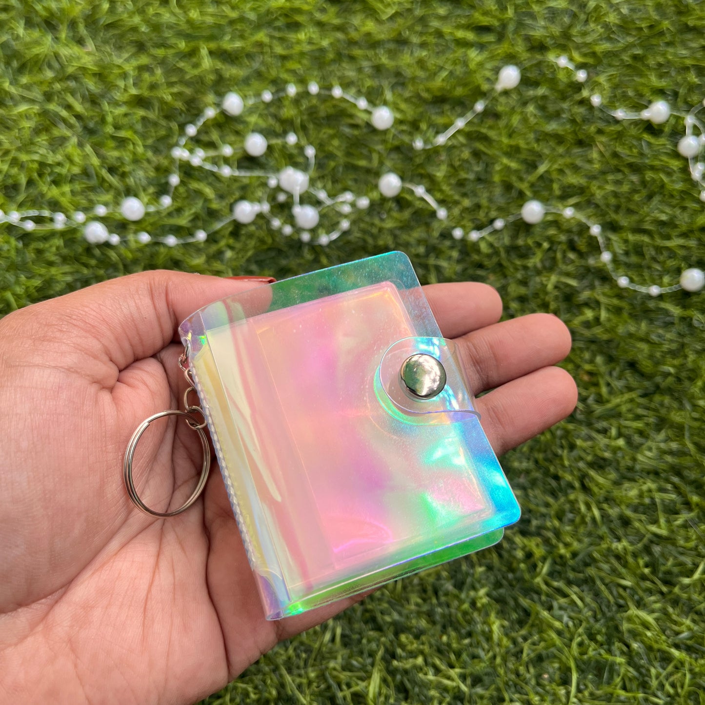 2 Inch Holographic Laser Cute Mini Key Chain Photo Album with Snap Button