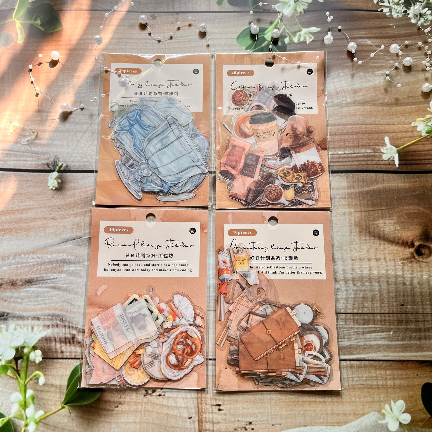 40 pcs Vintage PET Stickers Retro Coffee Scrapbooking Daily Stickers