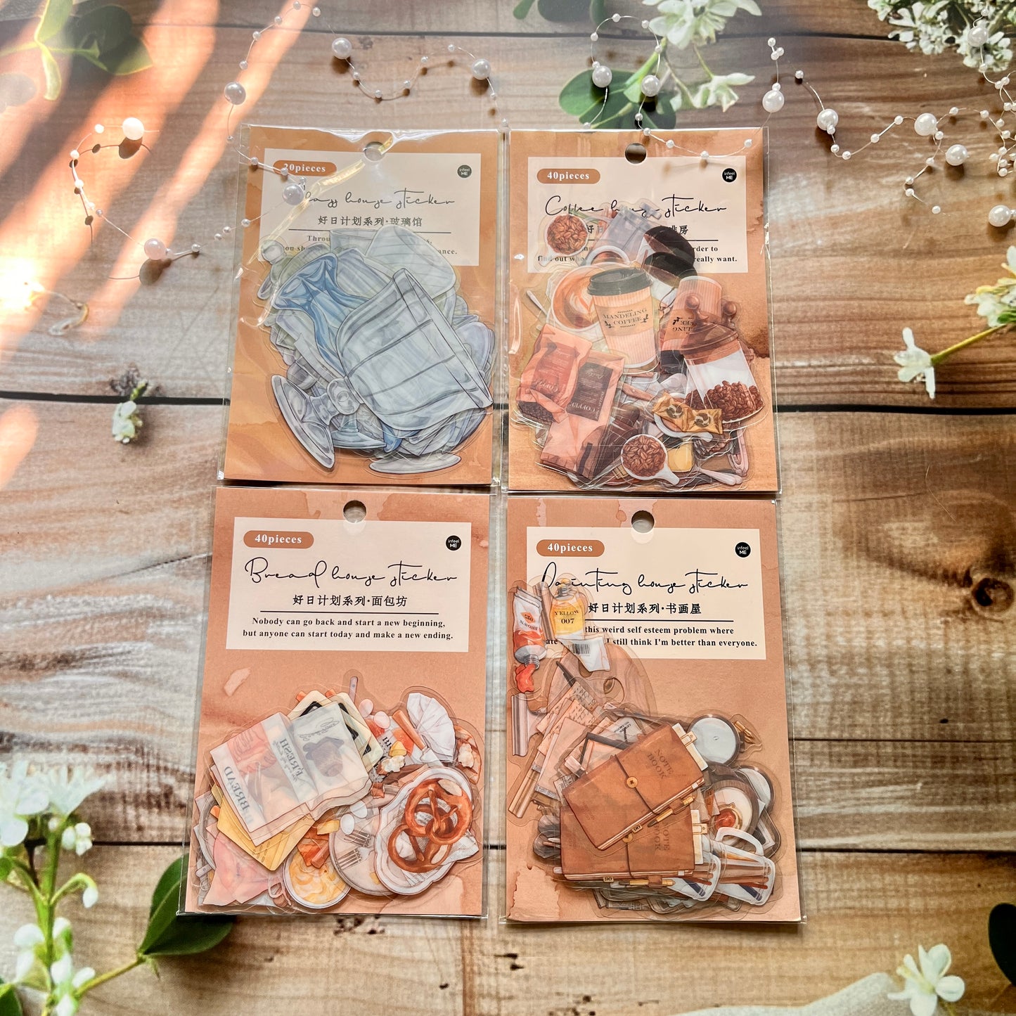 40 pcs Vintage PET Stickers Retro Coffee Scrapbooking Daily Stickers