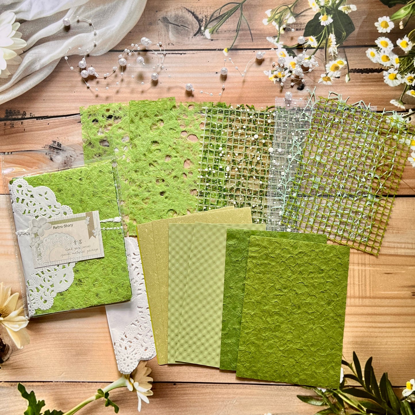 16 Pcs Cloud Yarn Series Romantic Hollow Mesh Decoration Material Paper
