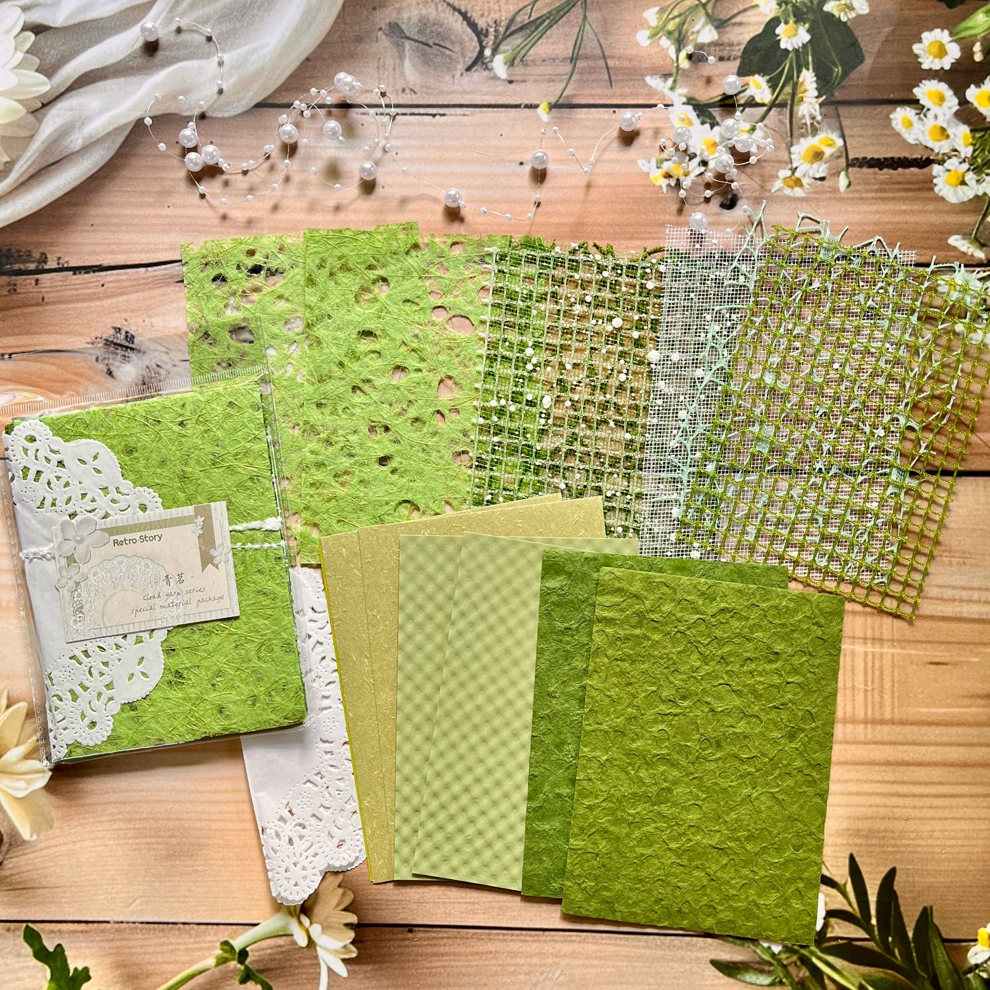 16 Pcs Cloud Yarn Series Romantic Hollow Mesh Decoration Material Paper