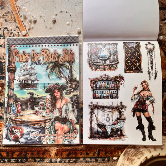 20 Sheets Under the Black Ship Sticker Book for Journaling