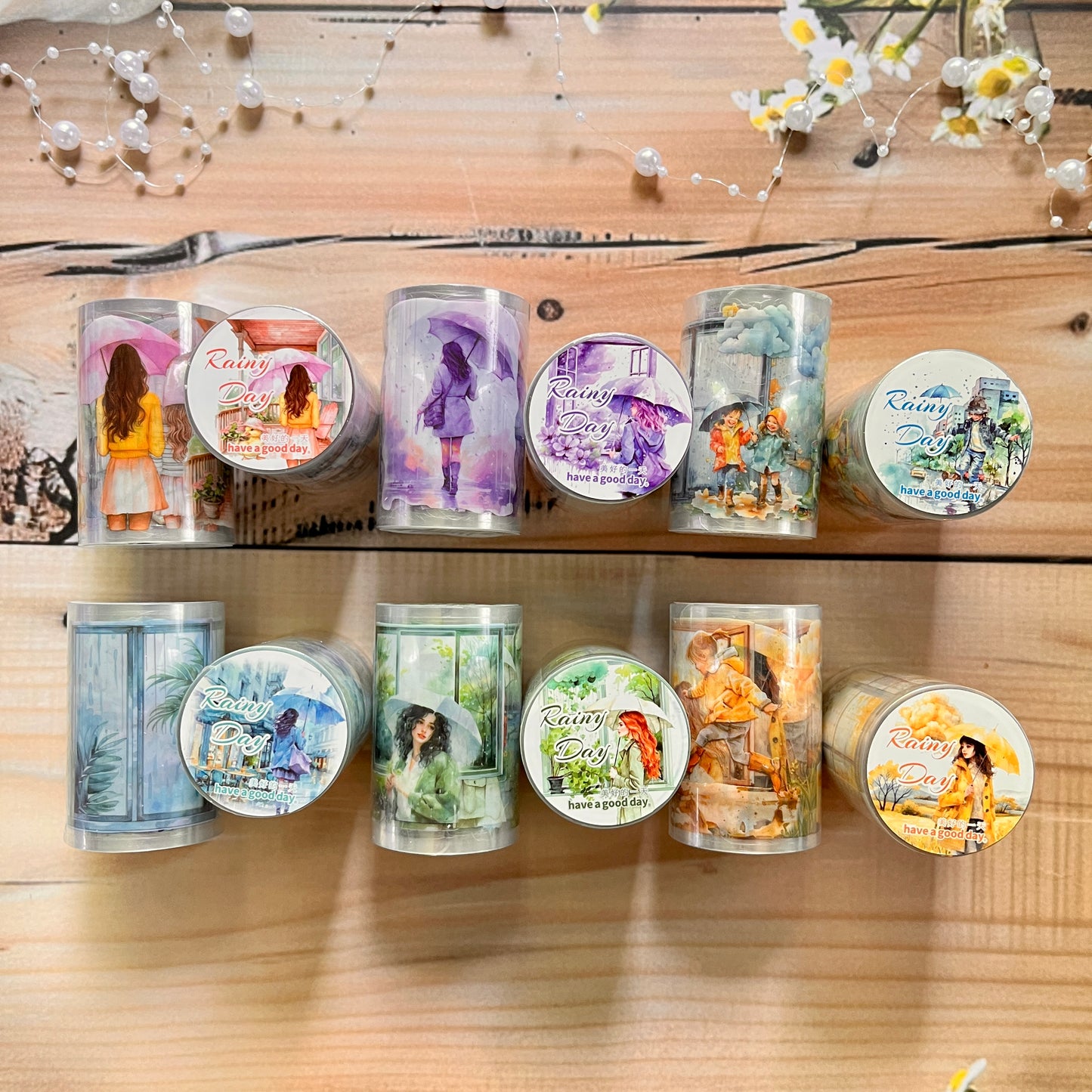 1 Roll Rainy Day Series Weather Aquascape Girl Pet Tape
