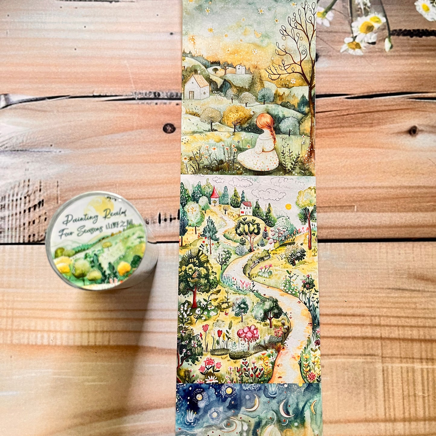 1 Roll Large Background Tape Four Seasons Painting Series City Streets Washi Tape
