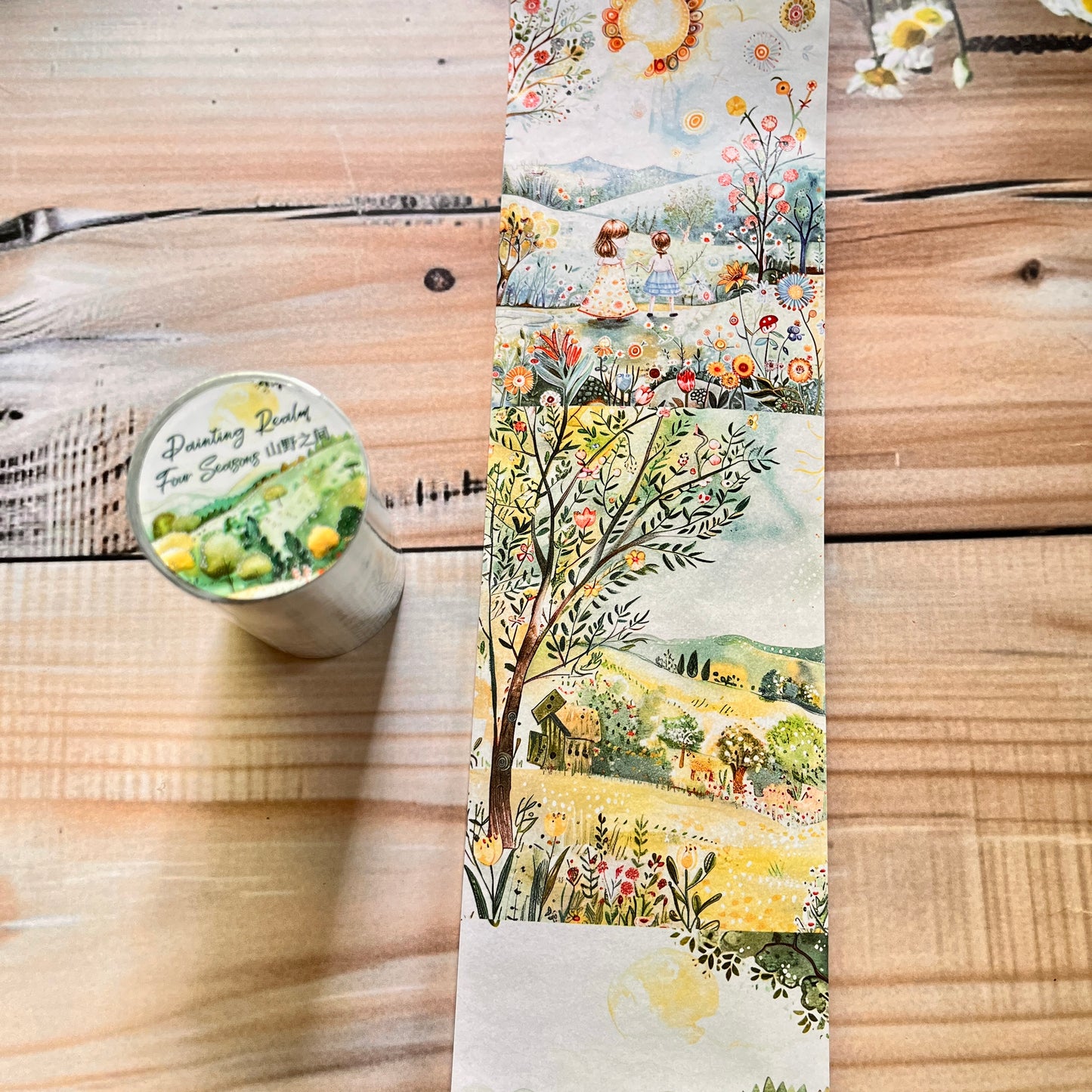 1 Roll Large Background Tape Four Seasons Painting Series City Streets Washi Tape