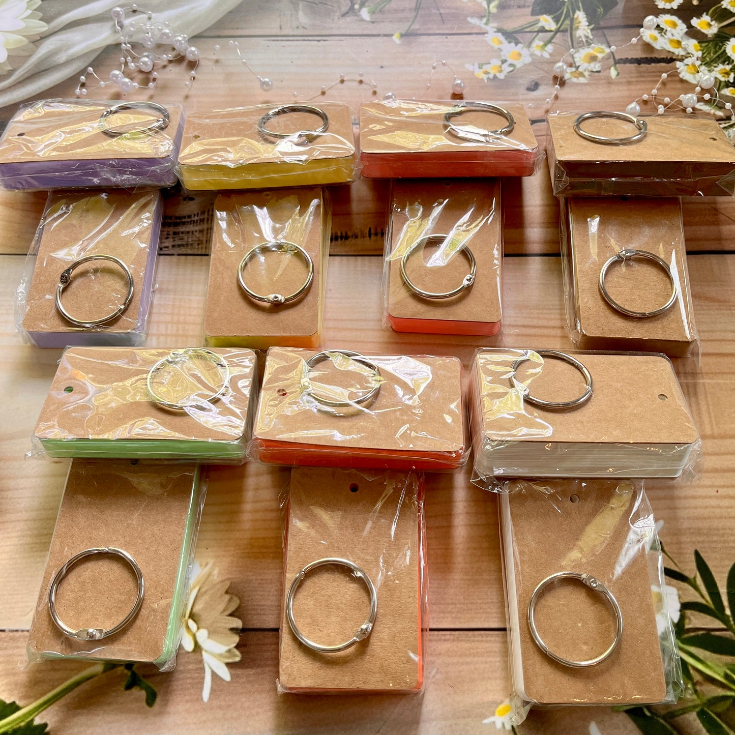1 pc Multicolor Blank Paper Cards with Ring Buckle binder