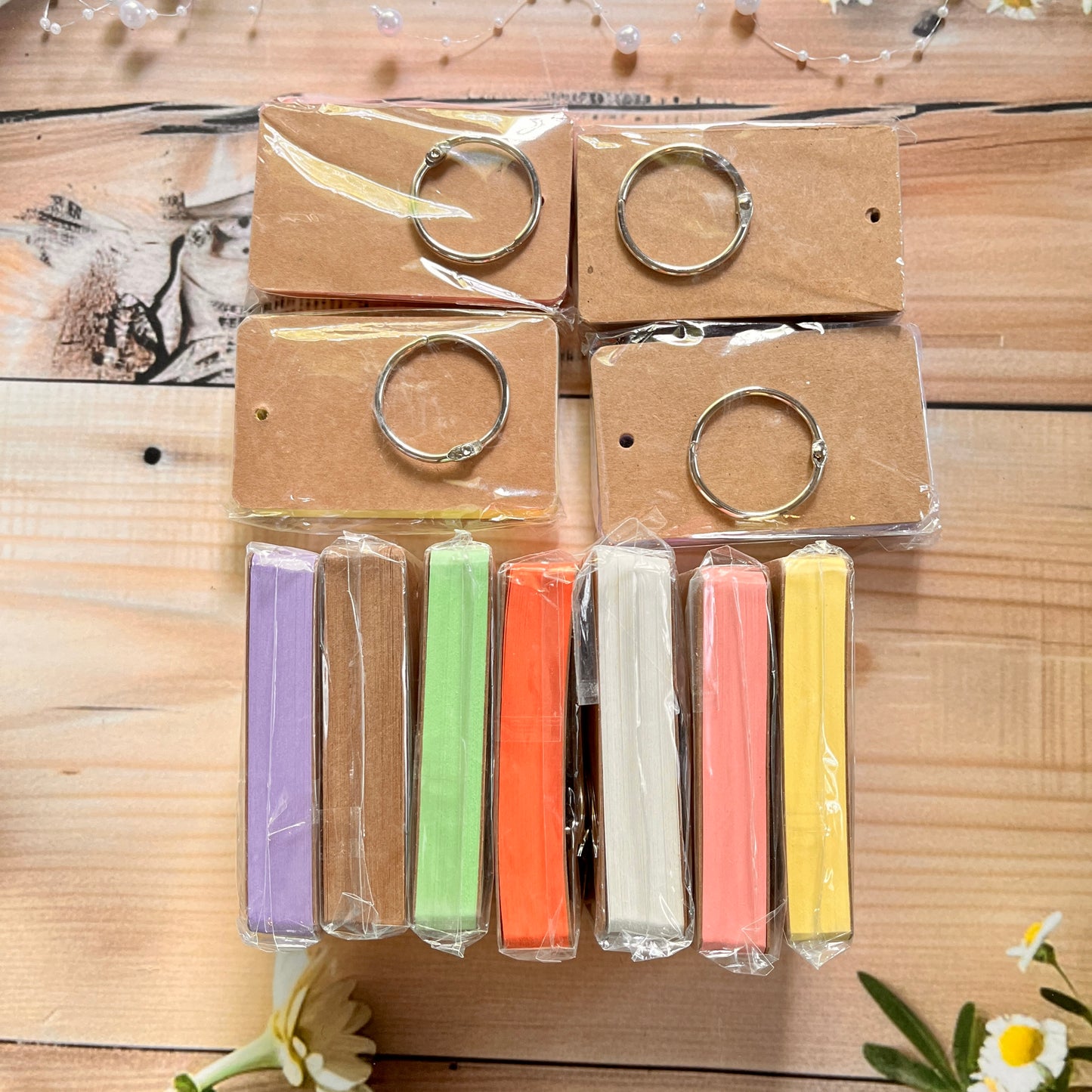 1 pc Multicolor Blank Paper Cards with Ring Buckle binder