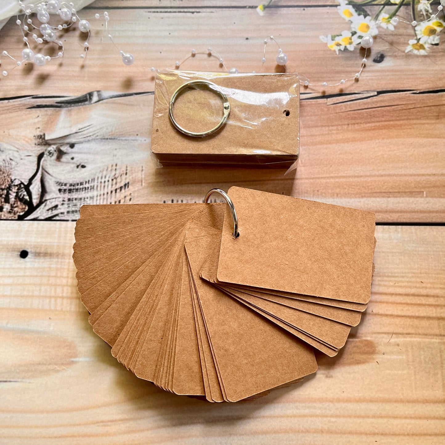 1 pc Multicolor Blank Paper Cards with Ring Buckle binder