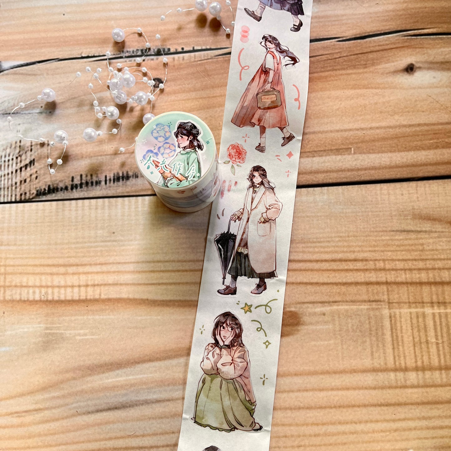 1 Roll Cute Girl Daily Life Masking Washi Tape