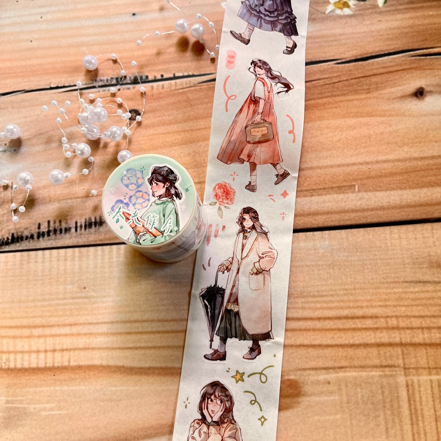 1 Roll Cute Girl Daily Life Masking Washi Tape