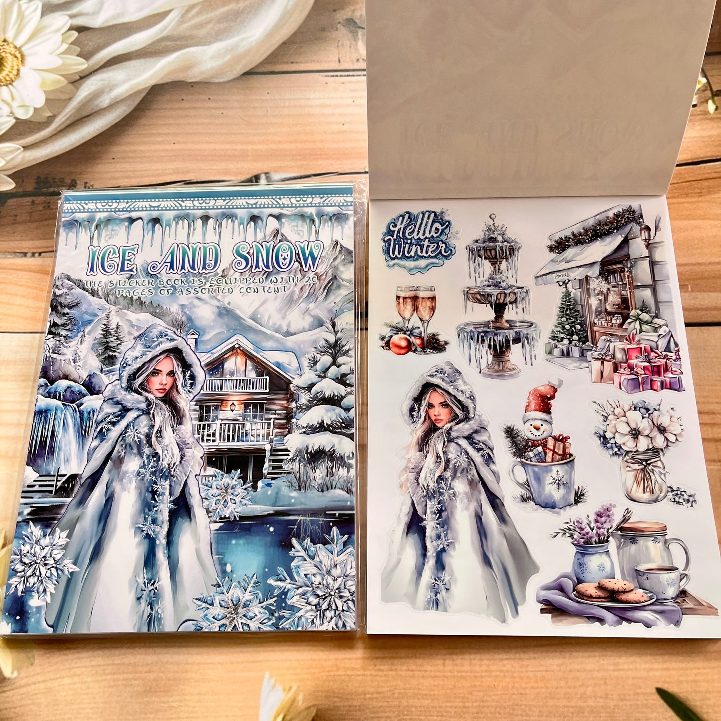 20 Sheets Creative world of fantasy snow and Ice Sticker Book