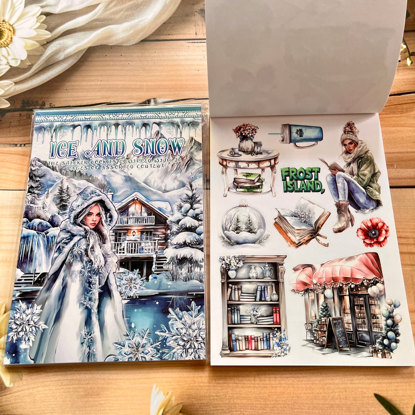 20 Sheets Creative world of fantasy snow and Ice Sticker Book