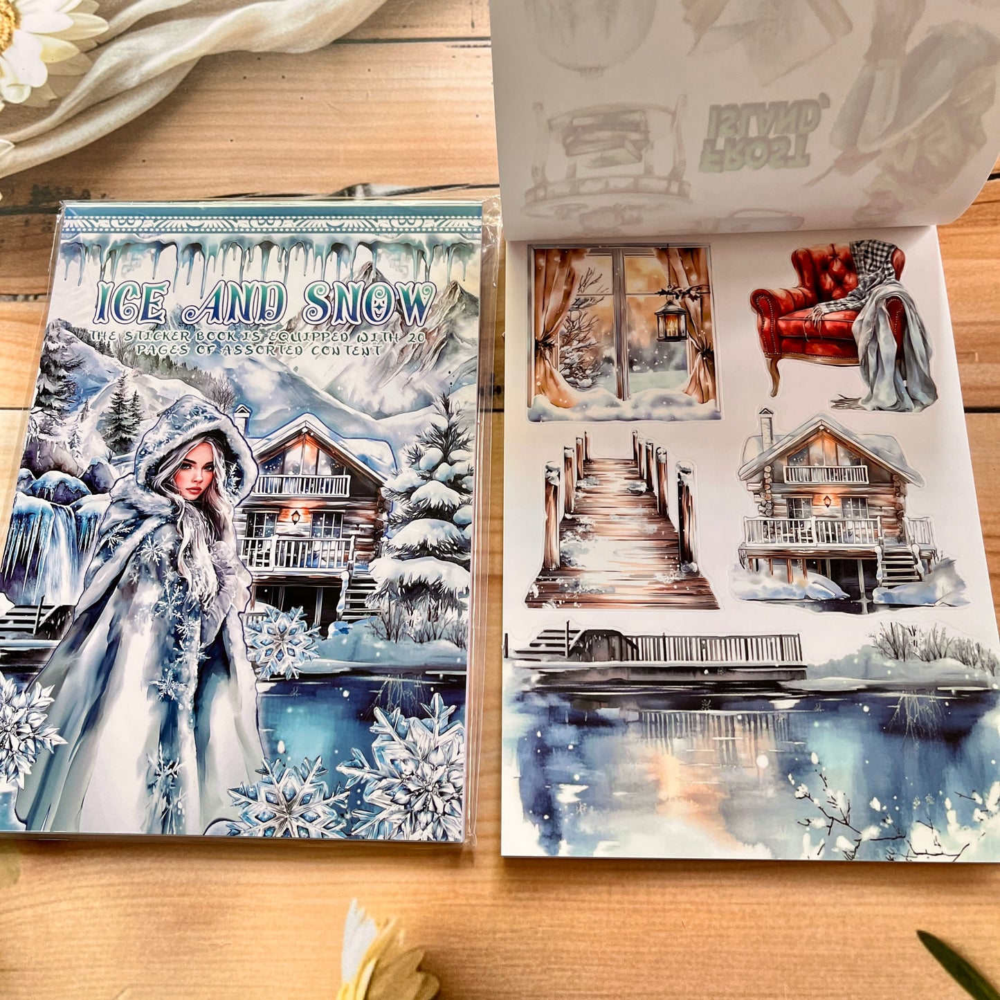 20 Sheets Creative world of fantasy snow and Ice Sticker Book