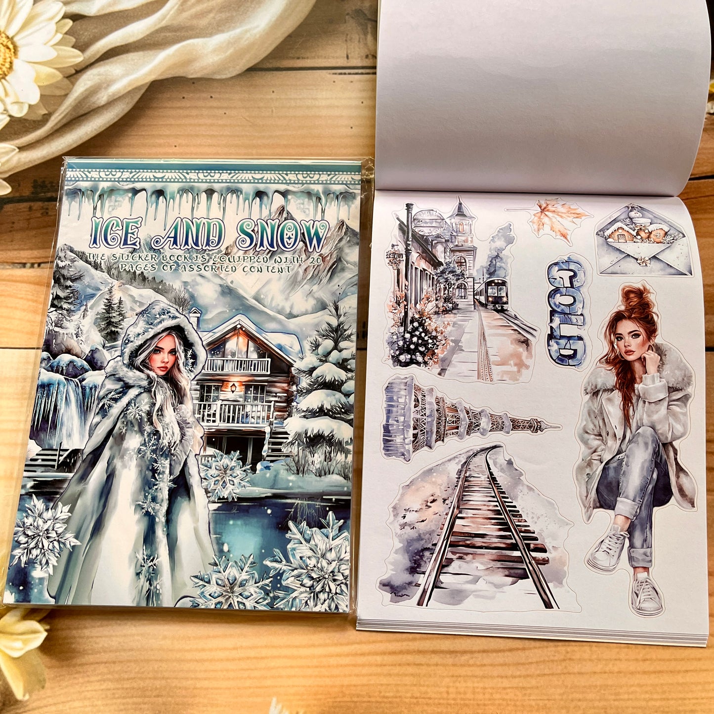 20 Sheets Creative world of fantasy snow and Ice Sticker Book