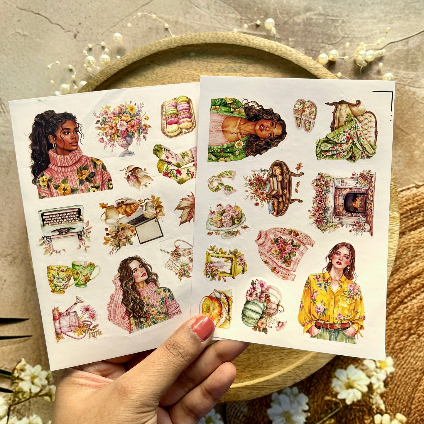 4 Sheets Colorful Autumn Die-Cut Deco Sticker Sheets