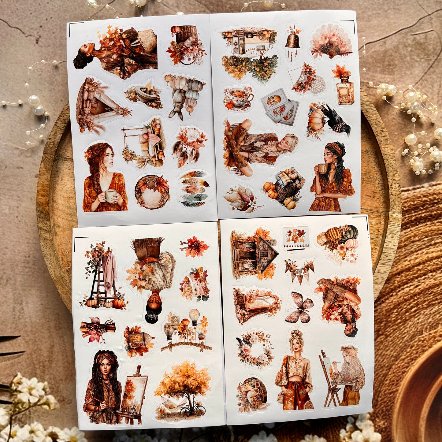 4 Sheets a Short Rest in Autumn Die-cut Sticker Sheets