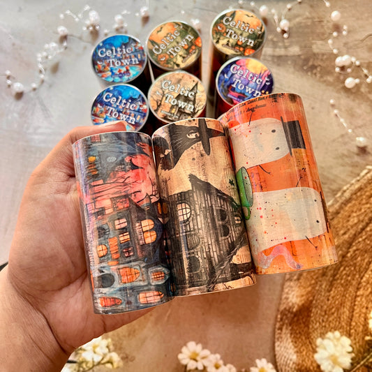 2M Roll Celtic Town Series Dark Background Retro Washi Tape