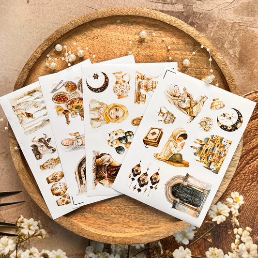 4 Sheets Eid Mubarak Ramadan Lantern Star and Moon Stickers