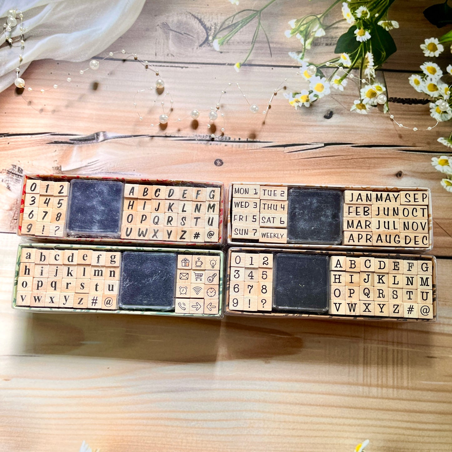 40pcs into letter stamps set alphanumeric symbols small stamp box