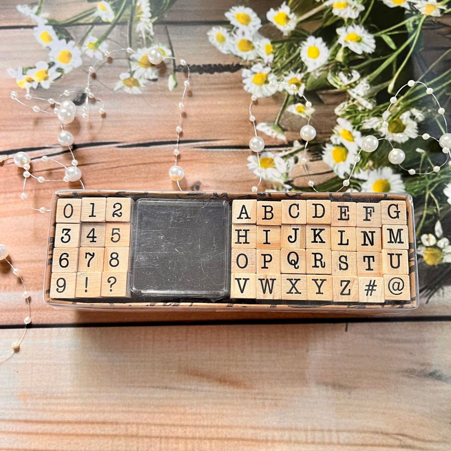 40pcs into letter stamps set alphanumeric symbols small stamp box