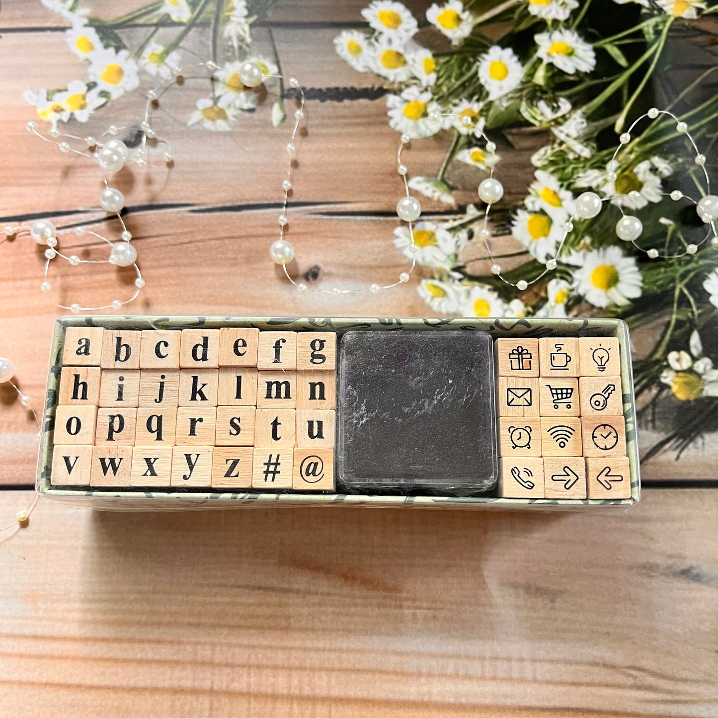 40pcs into letter stamps set alphanumeric symbols small stamp box