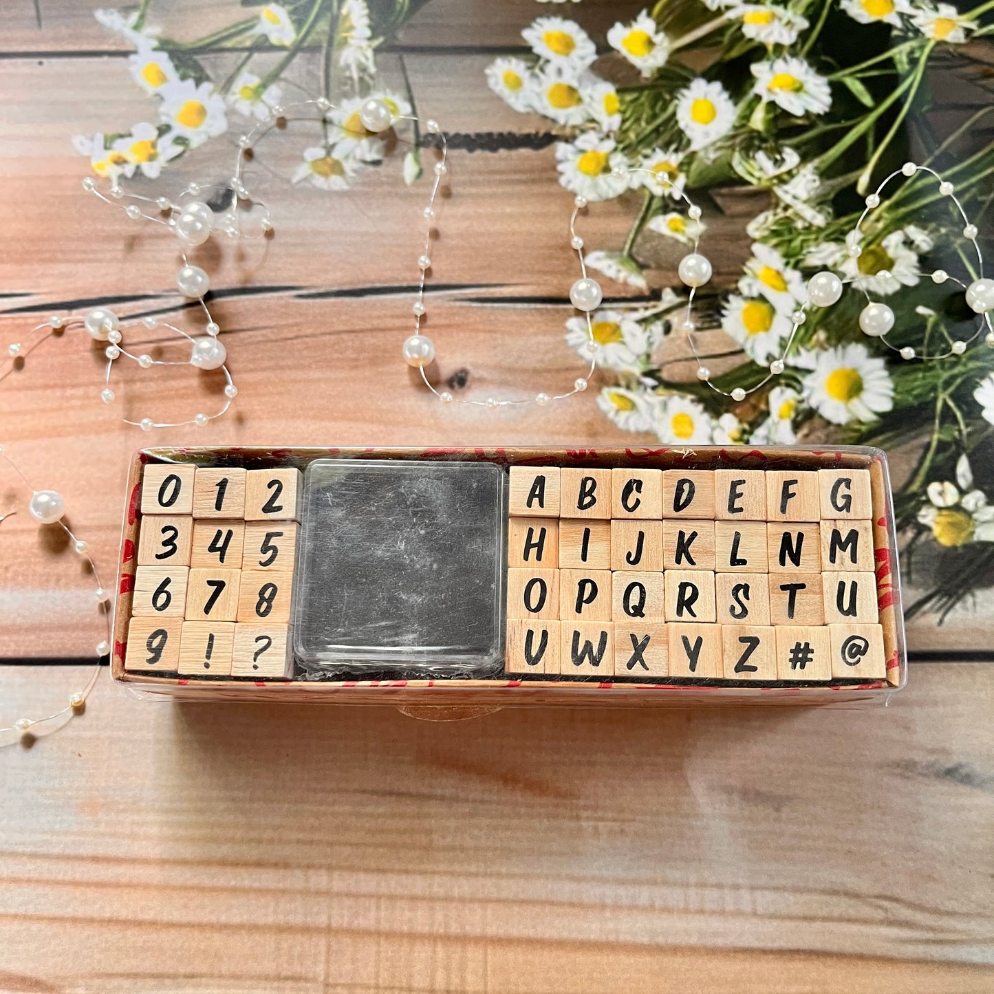 40pcs into letter stamps set alphanumeric symbols small stamp box