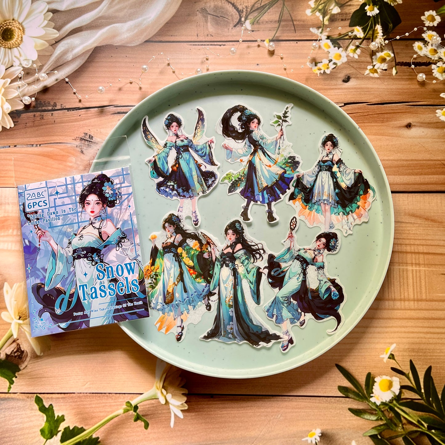 6 Pcs Spring Dawn Series Fairy Character Traditional Sticker Pack