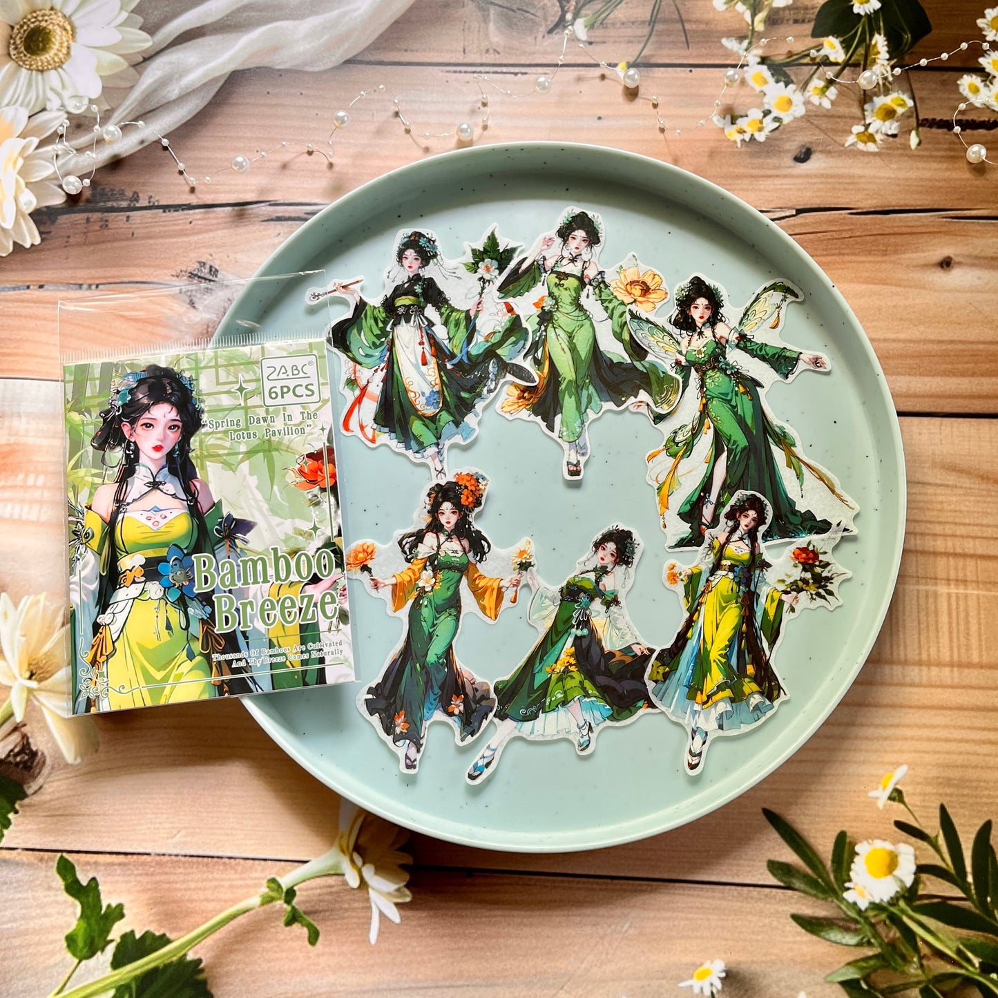 6 Pcs Spring Dawn Series Fairy Character Traditional Sticker Pack