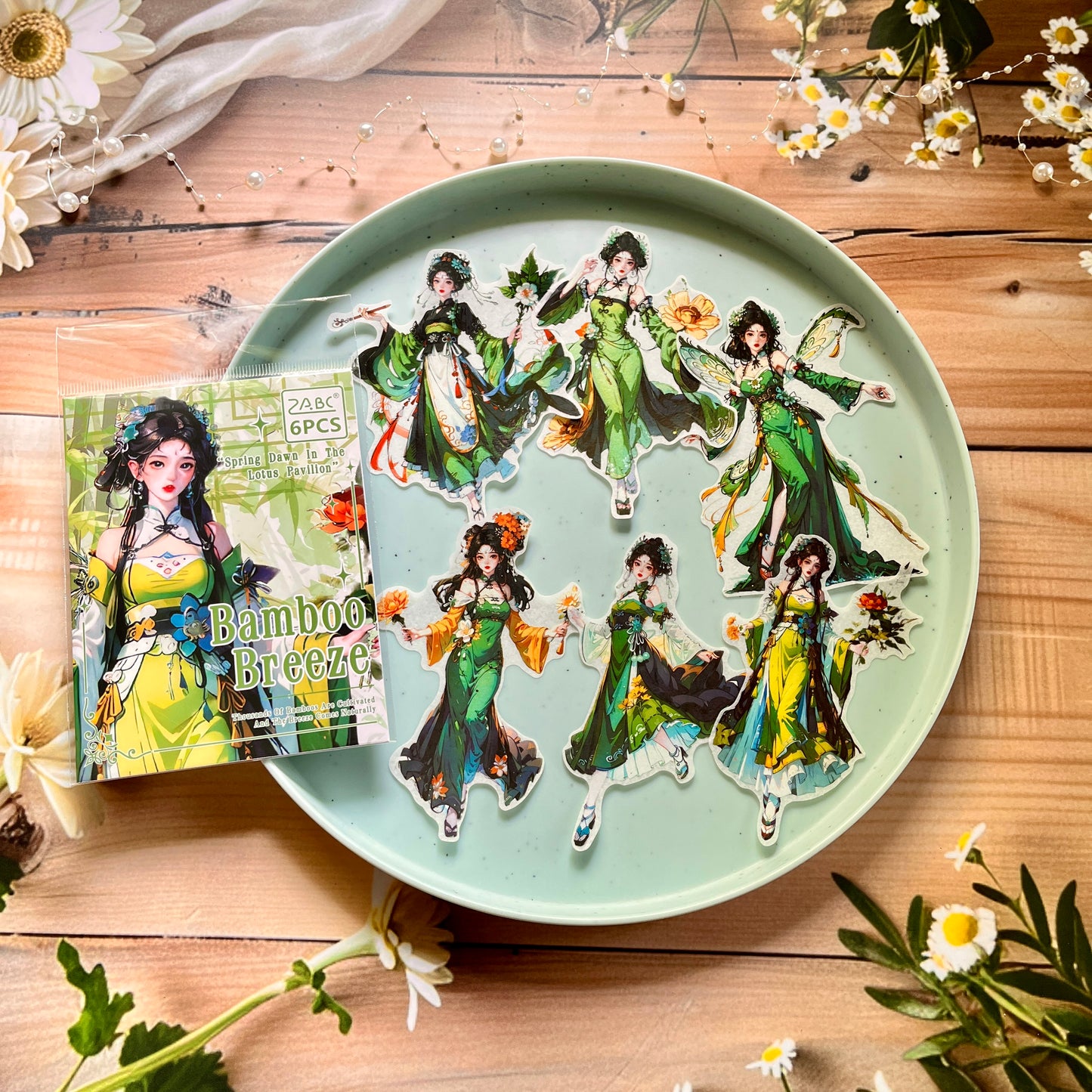 6 Pcs Spring Dawn Series Fairy Character Traditional Sticker Pack