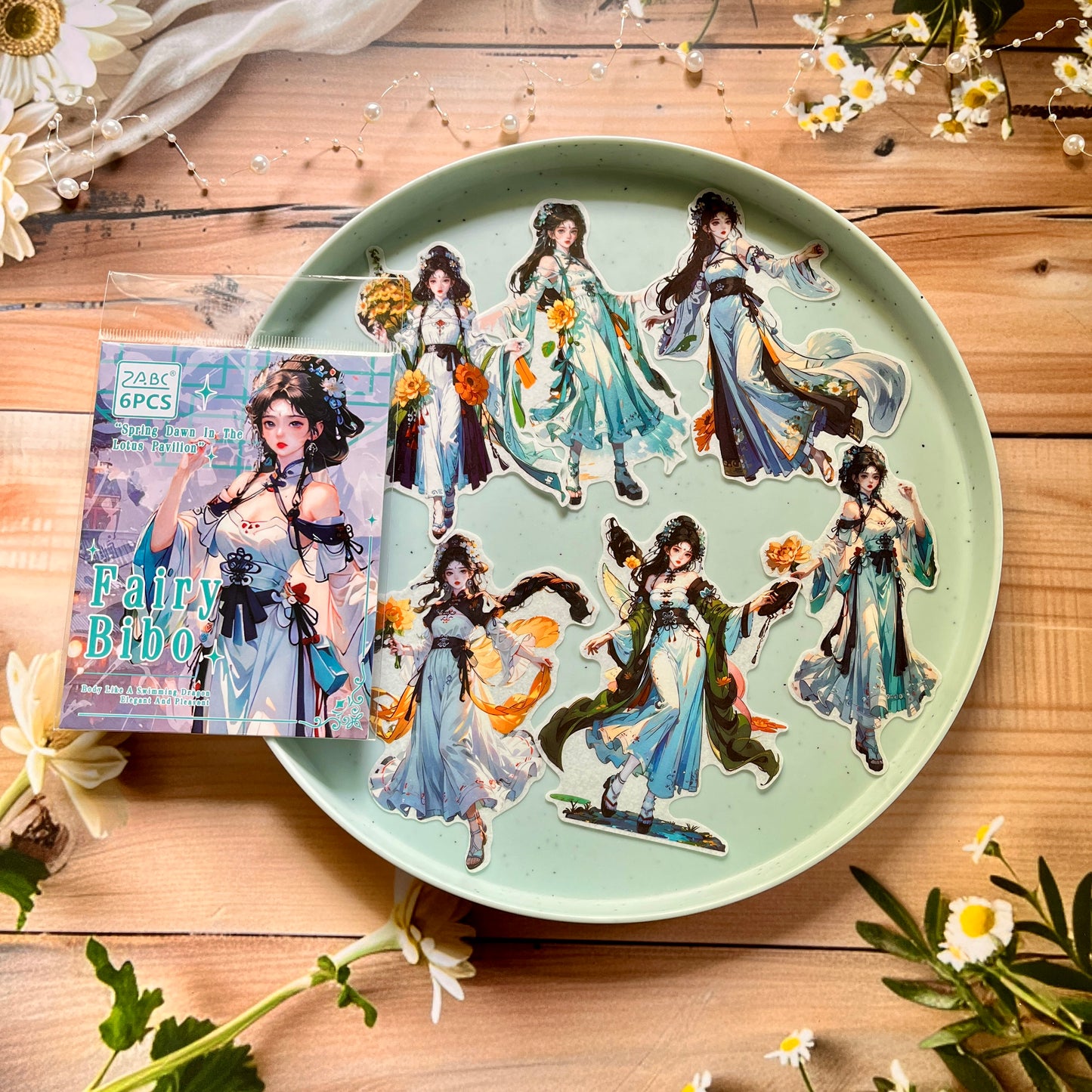 6 Pcs Spring Dawn Series Fairy Character Traditional Sticker Pack