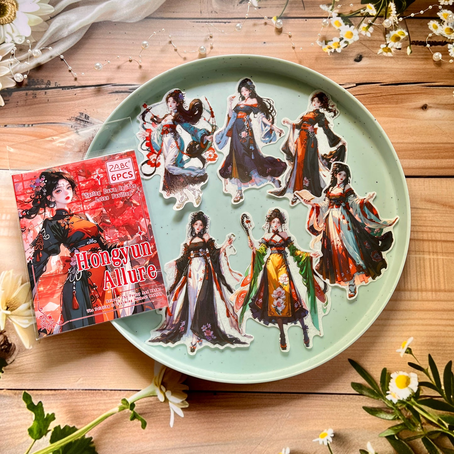 6 Pcs Spring Dawn Series Fairy Character Traditional Sticker Pack