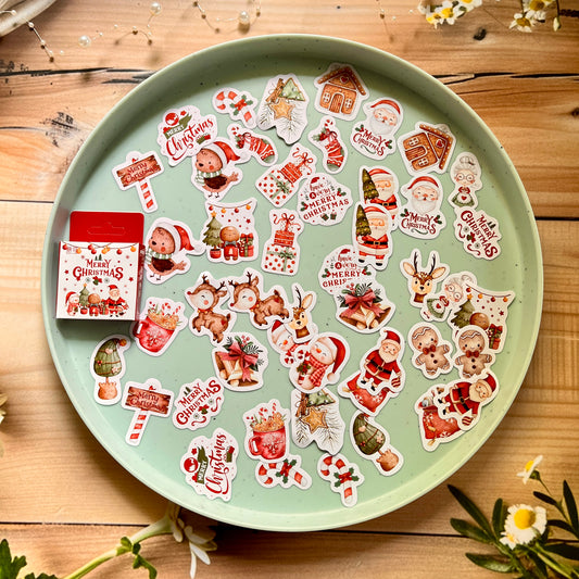 46 Pcs Merry Christmas themed Sticker Box for journaling