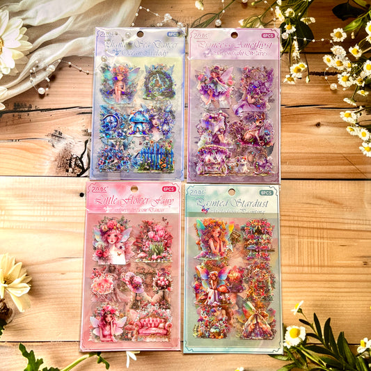 6 sheets/pack Sweet Dream Elf Girl Laser Sticker Pack