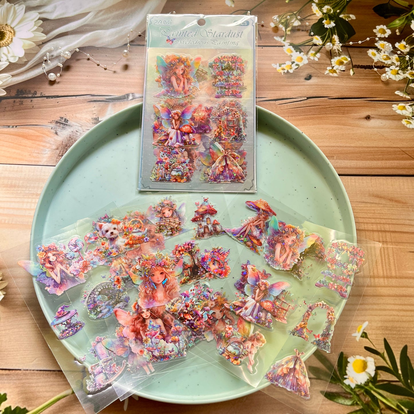 6 sheets/pack Sweet Dream Elf Girl Laser Sticker Pack