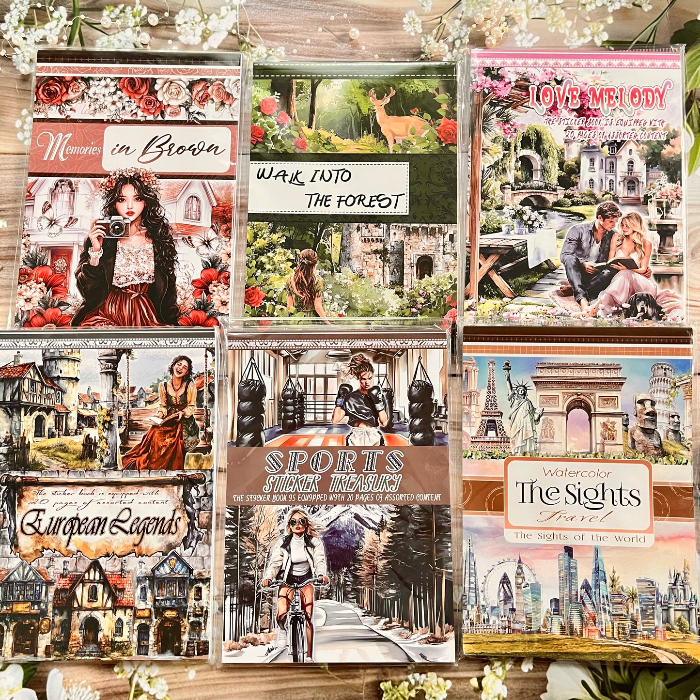 20 sheets Europe and the US landscape figures love and travel sticker book