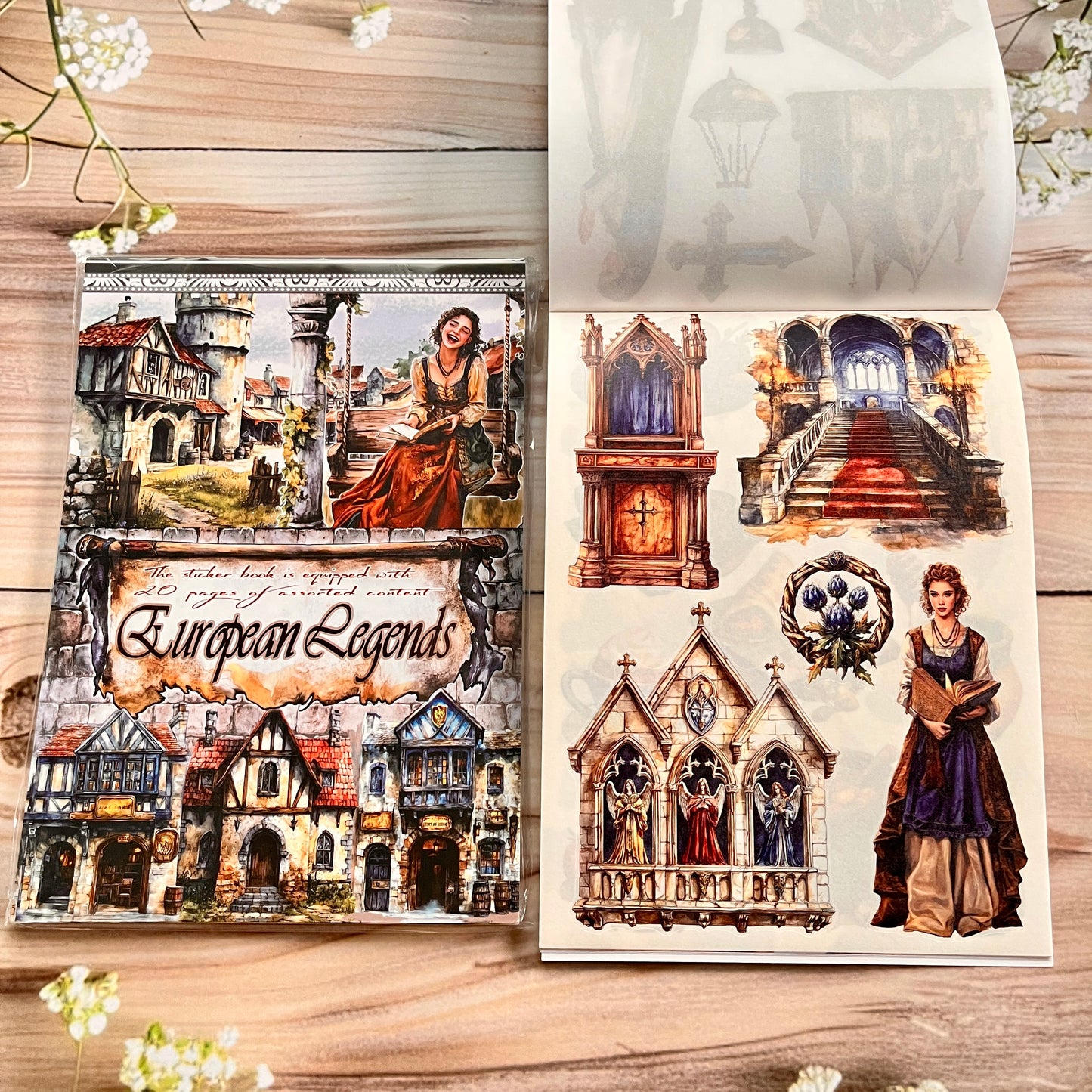 20 sheets Europe and the US landscape figures love and travel sticker book