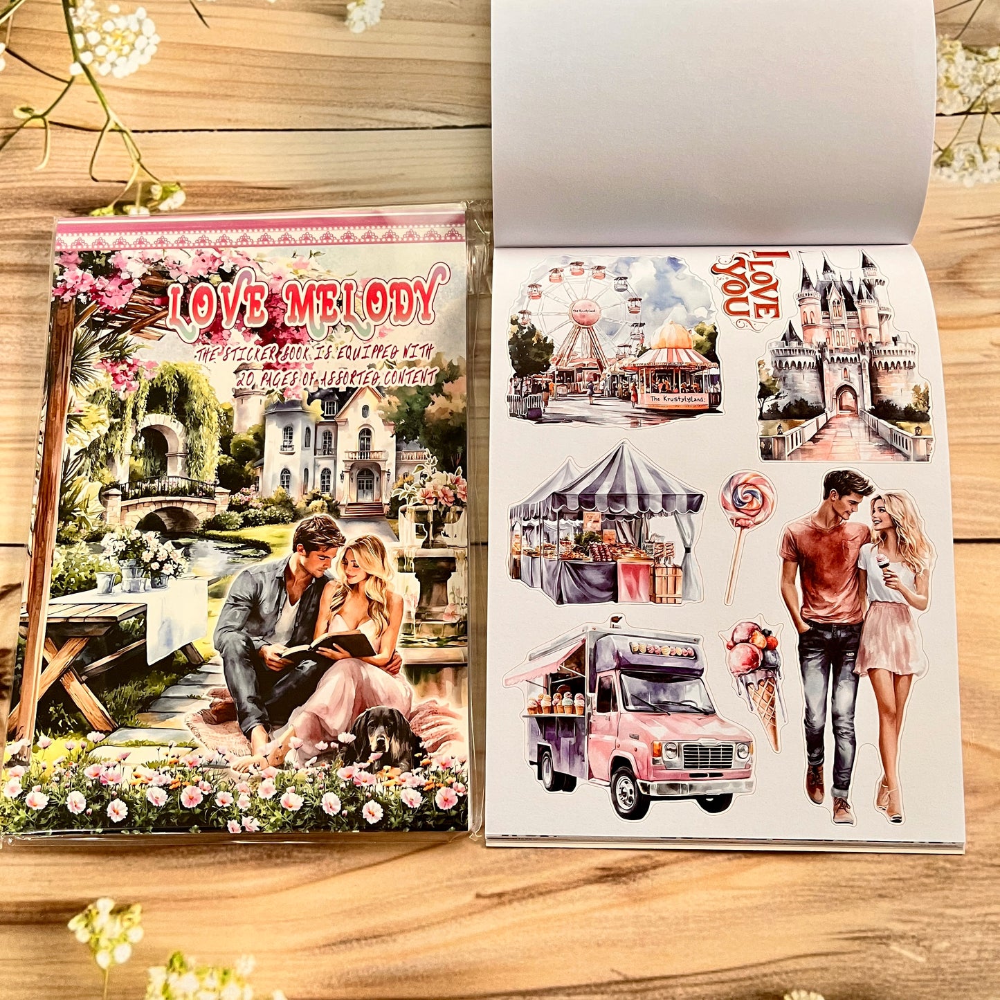 20 sheets Europe and the US landscape figures love and travel sticker book