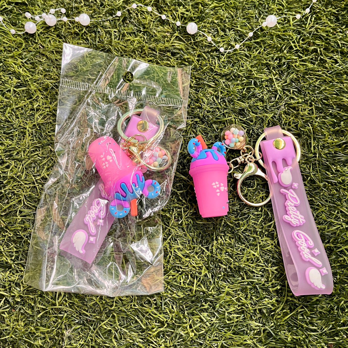 Cartoon Ice Cream Cup Keychain Cute Key ring Pendant Accessories