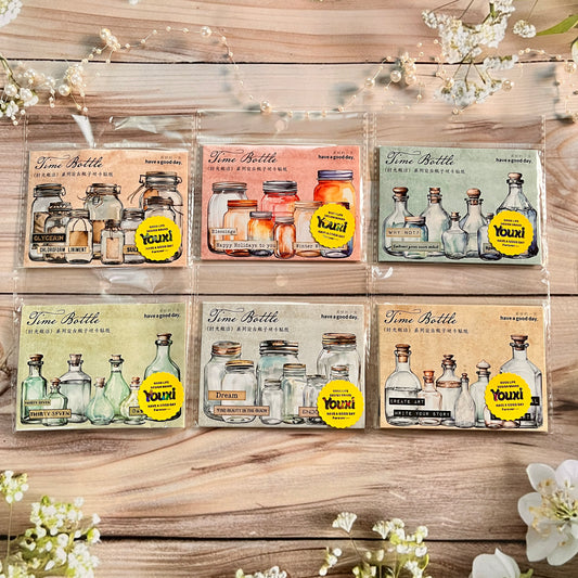 25pcs Time Bottle Language Series Vintage Bottle Hard Card Stickers