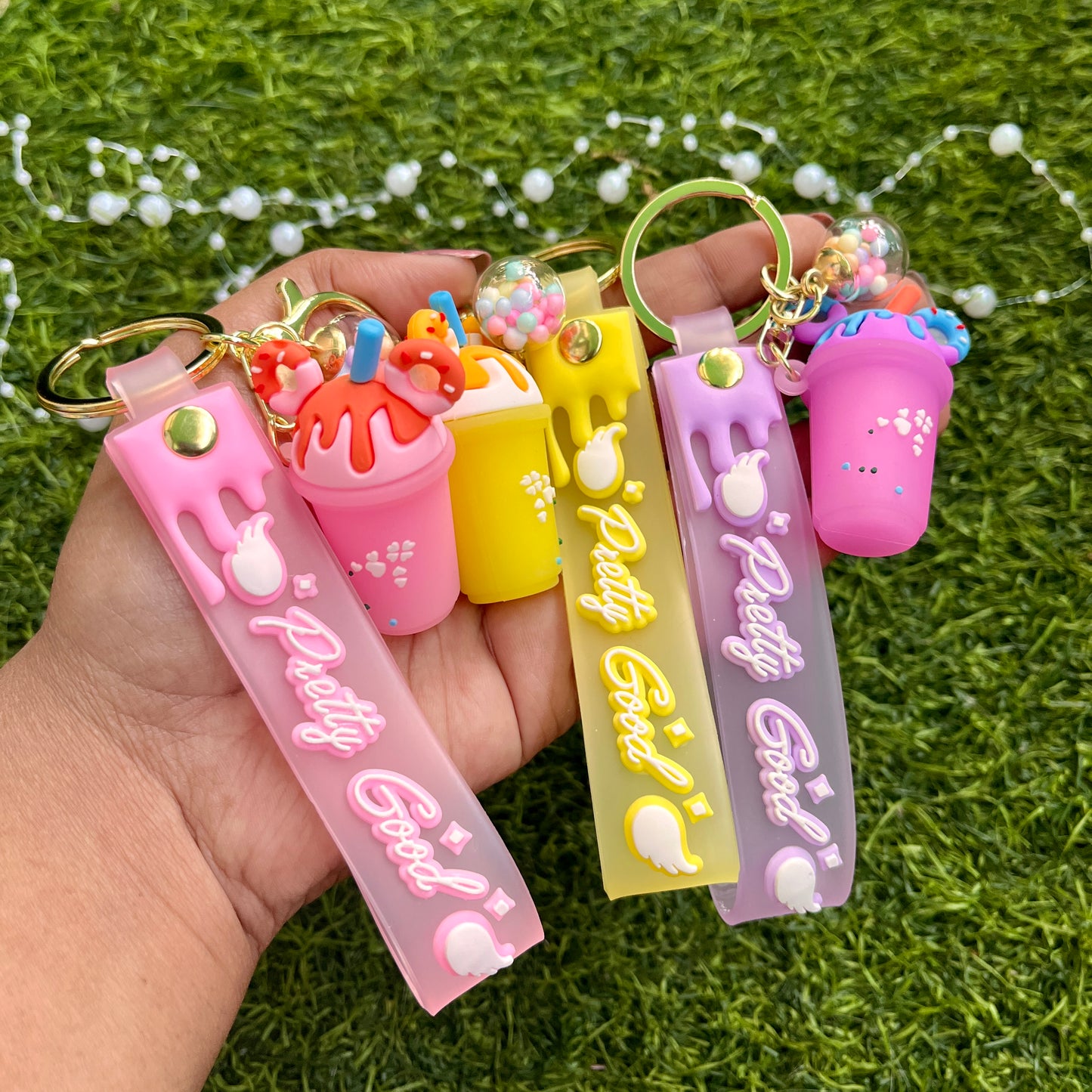 Cartoon Ice Cream Cup Keychain Cute Key ring Pendant Accessories