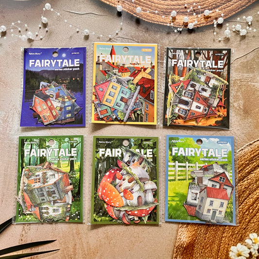 10pcs Hard Card Fairytale House Series House Theme Stickers
