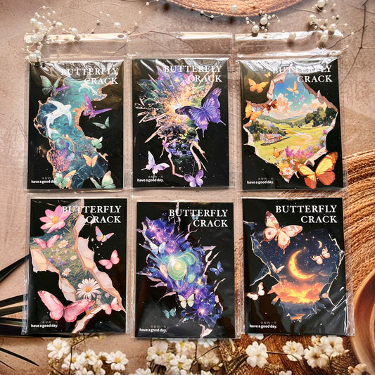 10 Pcs Cracked Butterfly Whispers Series Vintage Scenery Stickers